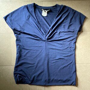 Vintage Lida Baday Blue Short Sleeved T-shirt with Ruched Bust-Size Large